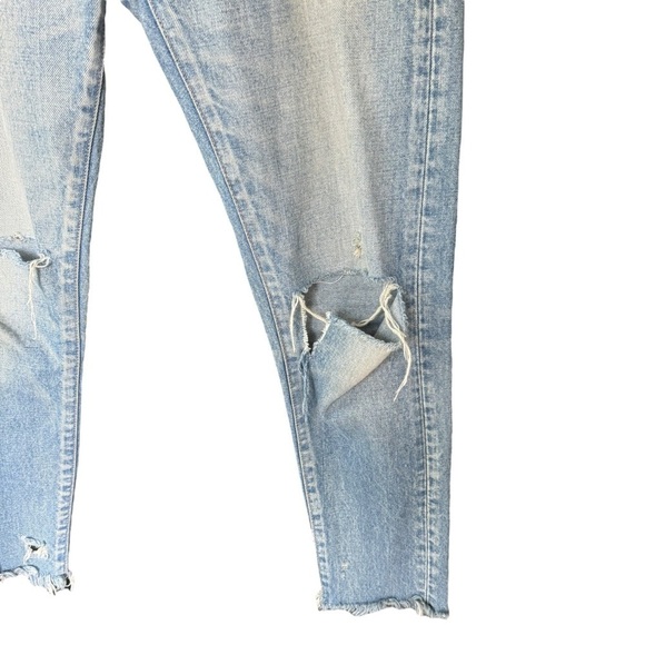 Moussy Vintage - Mid Rise Distressed Button Fly Raw Hem Rigid Jeans Sz 26 - Picture 3 of 9
